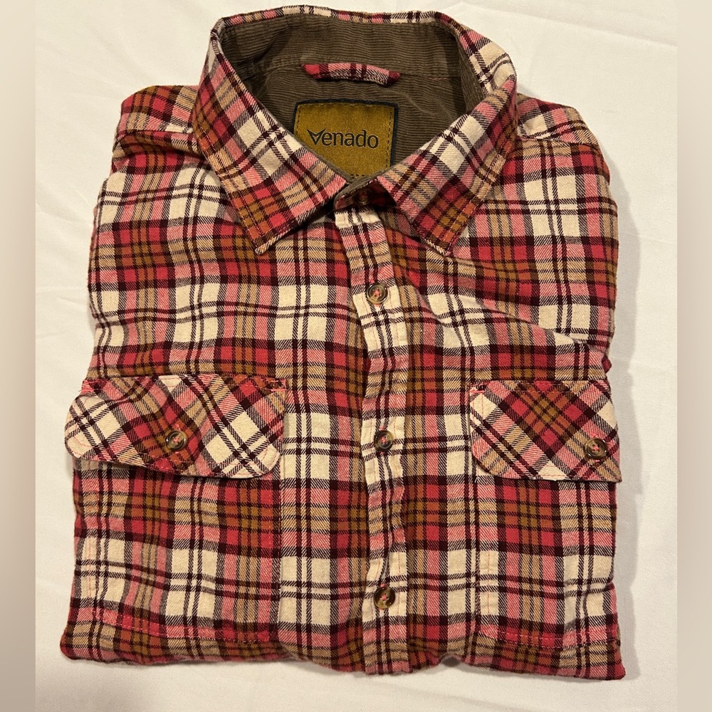 Men's Red Plaid Casual Button Down Shirt